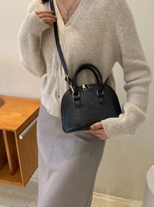 迷你極簡貝殼包 - 黑色 - 查看 6