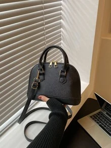 迷你極簡貝殼包 - 黑色 - 查看 5