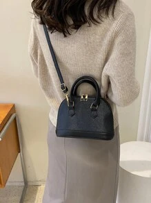 迷你極簡貝殼包 - 黑色 - 查看 8