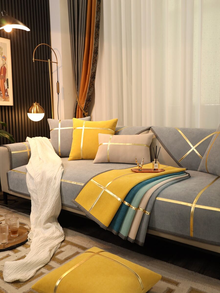 1 chiếc khăn sofa thiết kế dập nóng - Màu Xám nhạt - Xem 1