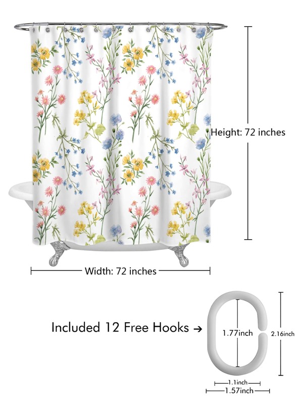 Floral Print Waterproof Shower Curtain SHEIN USA