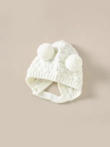 Baby Raglan Sleeve Knit Jumpsuit & Accessory Hat - Beige - View 3