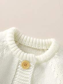 Baby Raglan Sleeve Knit Jumpsuit & Accessory Hat - Beige - View 5