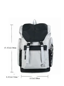 Men Two Tone Letter Graphic Backpack Nylon Minimalist For Travel Vacation Camping Sport Waterproof Oversized Portable Travelling Bag Gym Bag