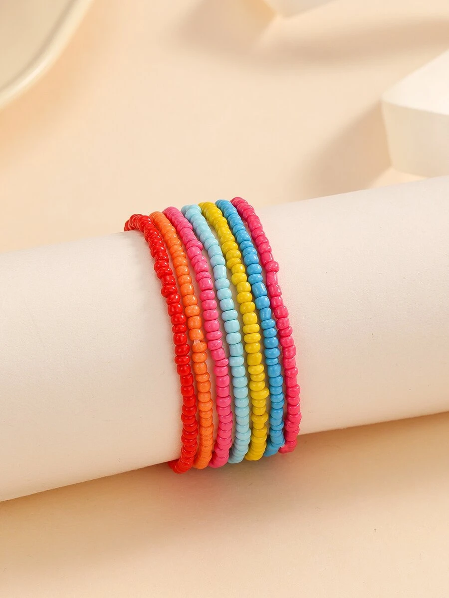 7pcs Minimalist Beaded Bracelet - Multicolor - View 1