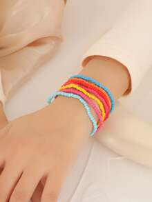 7pcs Minimalist Beaded Bracelet - Multicolor - View 3
