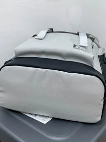 Men Two Tone Letter Graphic Backpack Nylon Minimalist For Travel Vacation Camping Sport Waterproof Oversized Portable Travelling Bag Gym Bag