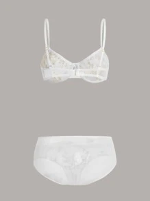 花卉刺繡內衣套裝