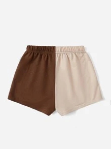 SHEIN Girls Butterfly & Letter Graphic Two Tone Shorts - Multicolor - View 2