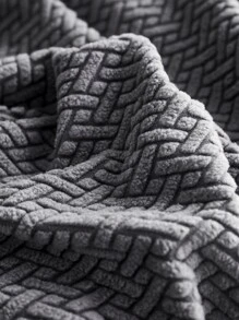 1pc Geometric Jacquard Sofa Seat Cover - Dark Grey - View 7