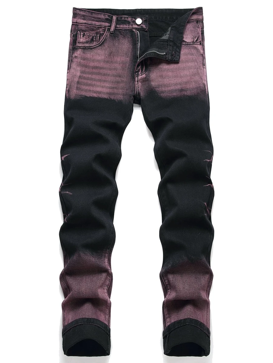 男士渐变色紧身口袋拉链牛仔裤 - 彩色 - 查看 1
