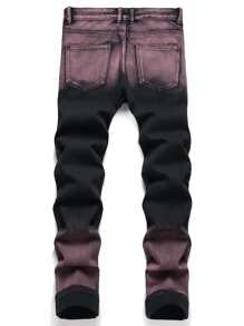 男士渐变色紧身口袋拉链牛仔裤 - 彩色 - 查看 2