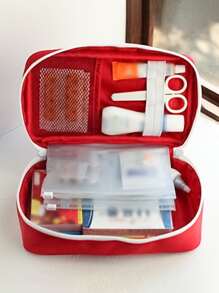 1 Di Động Bộ Sơ Cứu Tối Giản Chữ Đồ Họa Dây Kéo Chi Tiết Thuốc Túi Bảo Quản Ngoài Trời & Trong Nhà - Đỏ - Xem 2