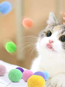 5pcs Pom Pom Design Random Cat Teaser Toy - Multicolor - View 3