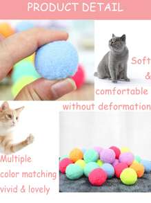 5pcs Pom Pom Design Random Cat Teaser Toy - Multicolor - View 4