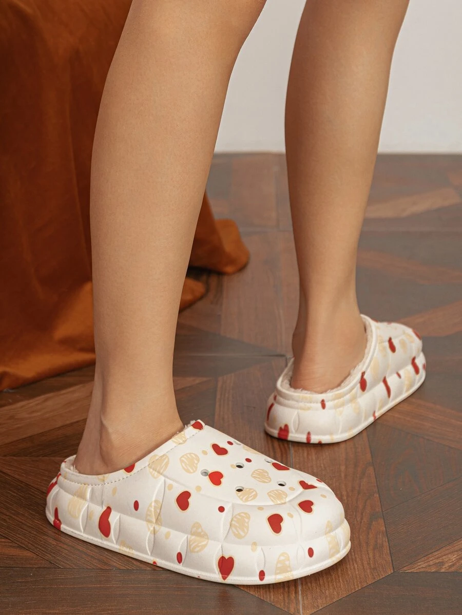 Heart Pattern Thermal Lined Clogs | SHEIN USA