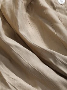 DAZY 交叉纽扣前落肩衬衫，秋装长袖上衣 - 杏色 - 查看 6