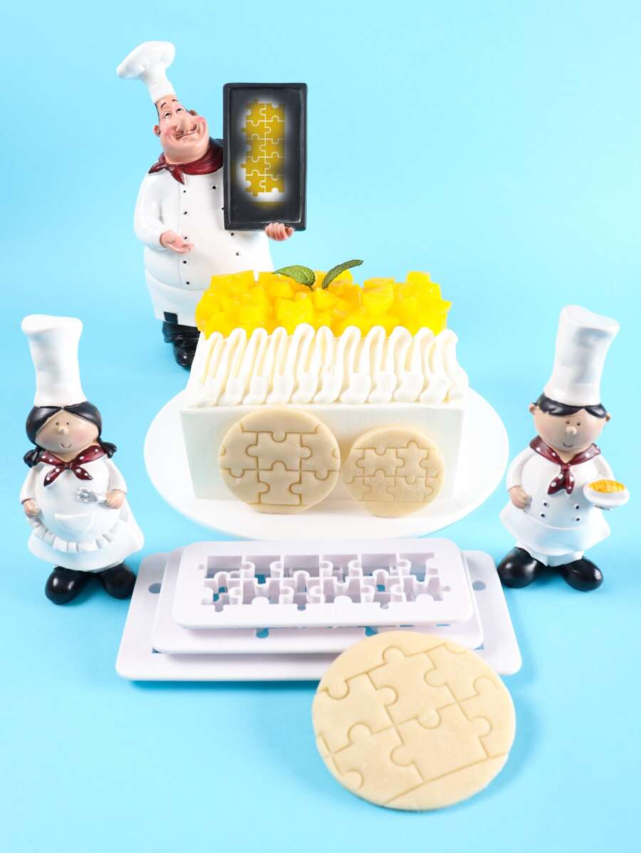 3 piezas Plantilla rompecabezas en forma de - Blanco - Ver 1