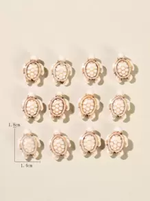 12pcs Simple Fashion Synthetic Green Turquoise Cracked Turtle Beaded DIY Jewelry Charm For Bracelet & Necklace Making - Beige - View 3