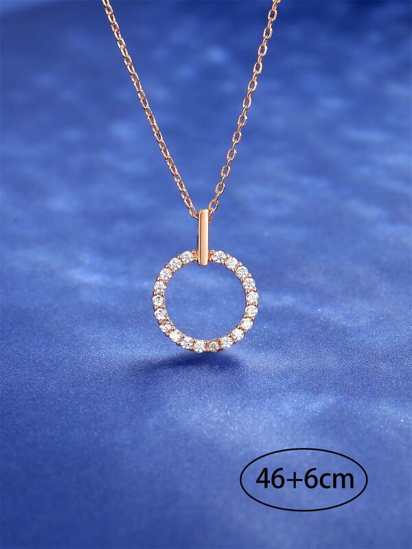Cubic Zirconia Circle Charm Necklace SHEIN USA