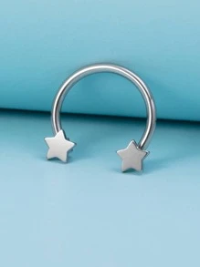 Star Decor Nose Ring Stainless Steel Fashion Punk Perfect Piercing For Women & Men Body Jewelry Gift - Silver - View 1