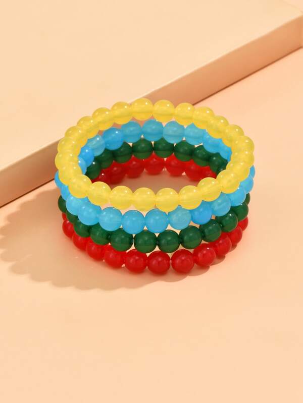 4pcs/set Minimalist Beaded Bracelet SHEIN USA