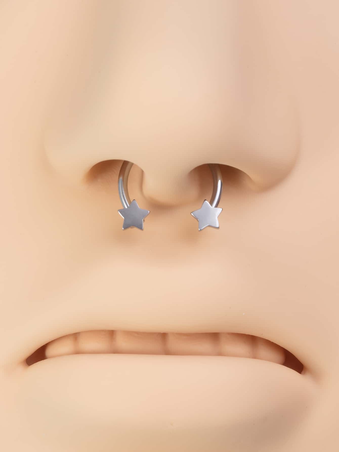 Star Decor Nose Ring Stainless Steel Fashion Punk Perfect Piercing For Women & Men Body Jewelry