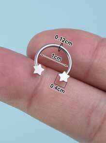 Star Decor Nose Ring Stainless Steel Fashion Punk Perfect Piercing For Women & Men Body Jewelry Gift - Silver - View 3