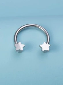 Star Decor Nose Ring Stainless Steel Fashion Punk Perfect Piercing For Women & Men Body Jewelry Gift - Silver - View 5