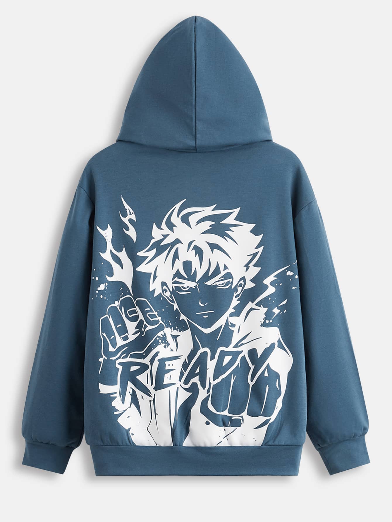 SHEIN 青少年男孩字母和圖形圖案下垂肩帽衫