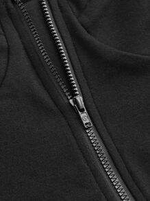 SHEIN MOD Cut Out Front Hooded Sweatshirt - Black - View 3