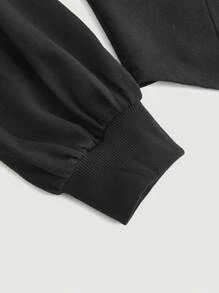 SHEIN MOD Cut Out Front Hooded Sweatshirt - Black - View 4