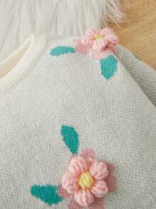 Baby Floral Patched Jumper - Beige - View 3
