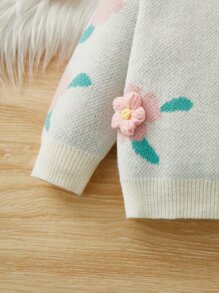 Baby Floral Patched Jumper - Beige - View 4