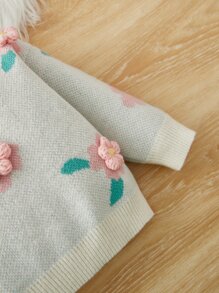 Baby Floral Patched Jumper - Beige - View 5