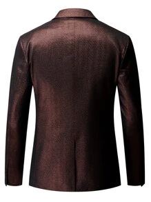 Manfinity Men Lapel Neck Single Button Blazer - Maroon - View 2