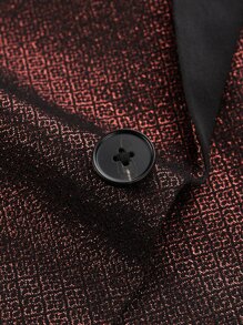 Manfinity Men Lapel Neck Single Button Blazer - Maroon - View 5