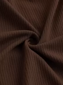 SHEIN MOD Áo thun nữ Bất đối xứng màu trơn Giải trí - Cà phê nâu - Xem 3