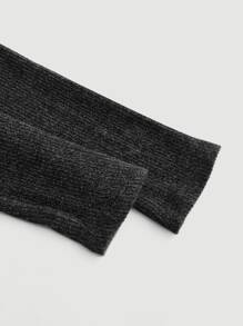 SHEIN MOD 大圓領不對稱下擺短款T恤 - 黑色 - 查看 3