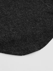 SHEIN MOD 大圓領不對稱下擺短款T恤 - 黑色 - 查看 4