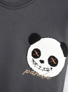Manfinity Men Two Tone Panda Embroidery Sweatshirt - Dark Grey - View 4