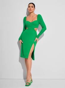Danijela Vasic 腰部鏤空高衩緊身連衣裙 - 綠色 - 查看 3