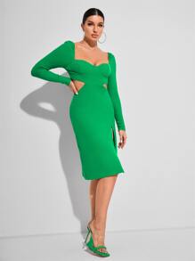 Danijela Vasic 腰部鏤空高衩緊身連衣裙 - 綠色 - 查看 4