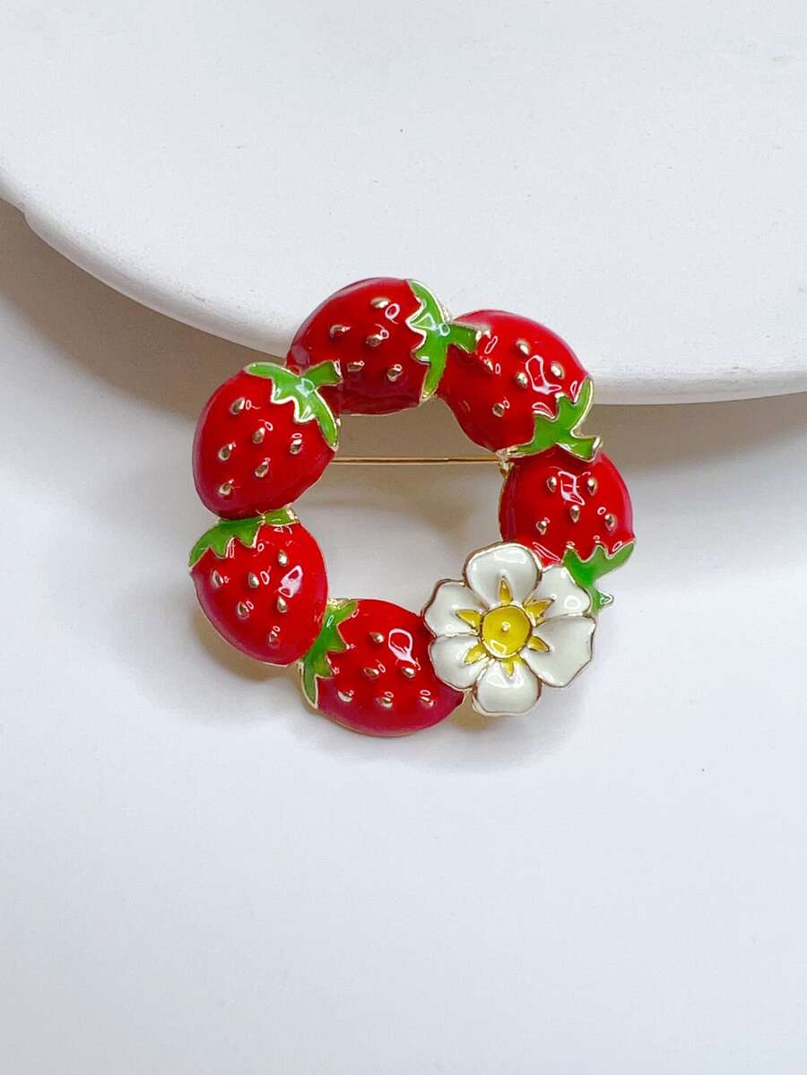 Broche con diseño de flor fresa - Multicolor - Ver 1