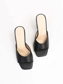 Xăng-đan gót đơn quai chunky cho nữ, Xăng-đan mule đen thanh lịch cho hoạt động ngoài trời - màu đen - Xem 5