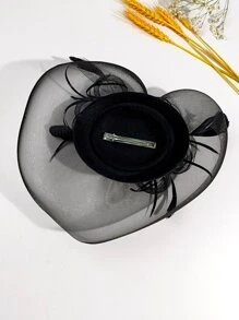 Mũ trang trí hoa - màu đen - Xem 4