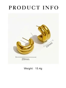 Minimalist Cuff Hoop Earrings - Yellow Gold - View 4