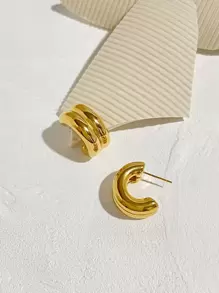 Minimalist Cuff Hoop Earrings - Yellow Gold - View 8