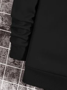 Manfinity Dauomo 男士宇航員印花加絨內裏運動衫 - 黑色 - 查看 4