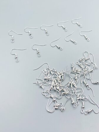 50入組掛耳式配件耳環耳朵人造首飾類DIY配件材料帶圓珠曲綫耳朵掛鉤